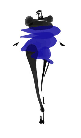 Fashion models sketch hand drawn, stylized silhouette isolated. Fashion vector illustrationのイラスト素材