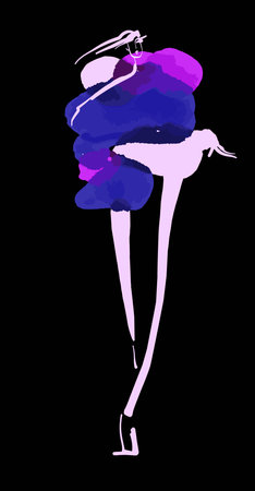 Fashion models sketch hand drawn, stylized silhouette isolated. Fashion vector illustrationのイラスト素材