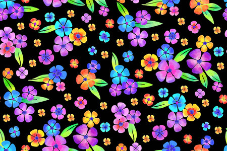 Floral seamless background pattern. Colorful flowers hand drawn, vector. Spring summer. Fabric swatch, textile design, wrapping paperのイラスト素材