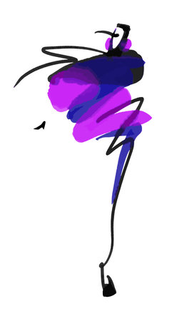 Fashion models sketch hand drawn, stylized silhouette isolated. Fashion vector illustrationのイラスト素材