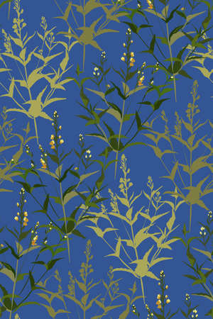 Floral seamless pattern with different flowers and leaves. Botanical illustration hand painted. Textile print, fabric swatch, wrapping paper.のイラスト素材