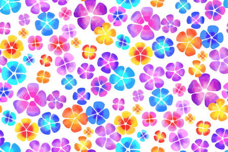 Floral seamless background pattern. Colorful flowers hand drawn, vector. Spring summer. Fabric swatch, textile design, wrapping paperのイラスト素材