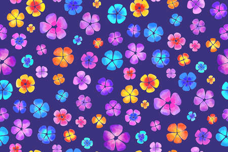 Floral seamless background pattern. Colorful flowers hand drawn, vector. Spring summer. Fabric swatch, textile design, wrapping paperのイラスト素材