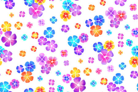 Floral seamless background pattern. Colorful flowers hand drawn, vector. Spring summer. Fabric swatch, textile design, wrapping paperのイラスト素材
