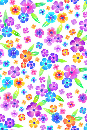 Floral seamless background pattern. Colorful flowers hand drawn, vector. Spring summer. Fabric swatch, textile design, wrapping paperのイラスト素材