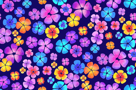 Floral seamless background pattern. Colorful flowers hand drawn, vector. Spring summer. Fabric swatch, textile design, wrapping paperのイラスト素材