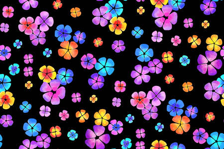 Floral seamless background pattern. Colorful flowers hand drawn, vector. Spring summer. Fabric swatch, textile design, wrapping paperのイラスト素材