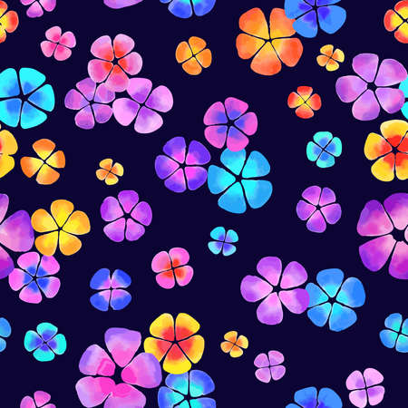 Floral seamless background pattern. Colorful flowers hand drawn, vector. Spring summer. Fabric swatch, textile design, wrapping paperのイラスト素材