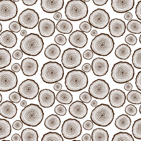 Vector seamless abstract pattern with hand-drawn wood circlesのイラスト素材