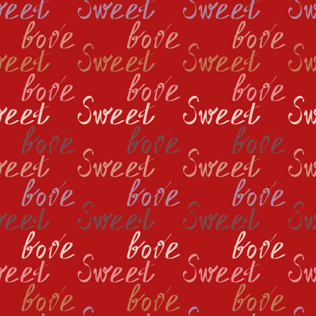 Seamless pattern with the inscription "Sweet love"のイラスト素材