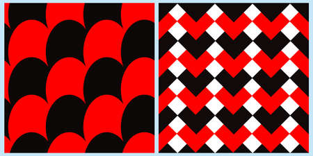 Set of vector seamless patterns. Vibrant geometric shapes, digital art for flyer, poster, cover, textile print, wrapping paper, clothing.のイラスト素材