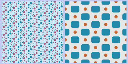 Set of vector seamless patterns. Geometric shapes in pastel colors, digital art for flyers, posters, covers, textile printing, wrapping paper, clothes, napkins, kitchen.のイラスト素材