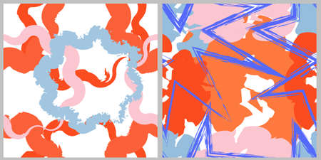 Set of abstract seamless pattens in minimalist style. Trendy art composition for wall decoration,...