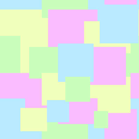 Vector pattern with geometric abstract squares. Multicolored squares in pastel colors. Pink, blue, green, yellow.のイラスト素材