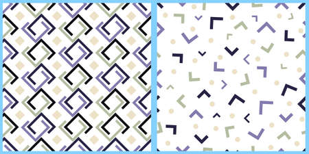 Set of vector patterns. Geometric shapes lines, corners in pastel colors on an isolated white...