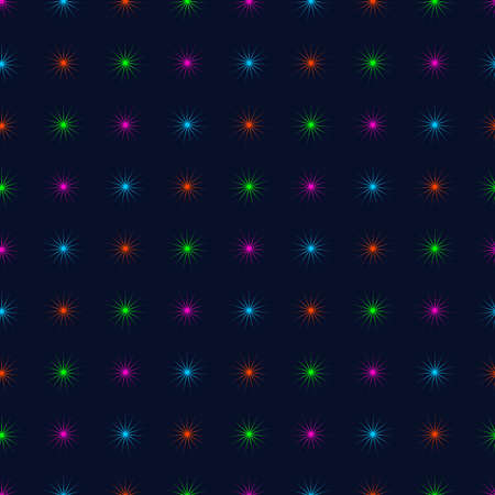 Vector seamless pattern. Multi-colored snowflakes on a dark blue background. Bright Christmas background for wrapping paper.のイラスト素材