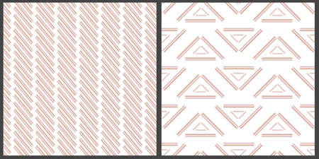 Set of vector seamless patterns. Geometric pattern of stripes and triangles in pastel light colors...