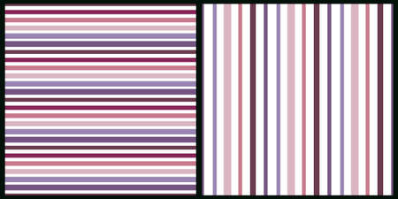 Set of vector seamless patterns. Horizontal lines of various thicknesses in magenta tones on a white isolated background.のイラスト素材