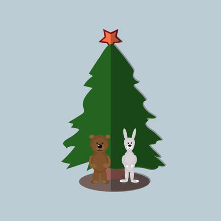Vector Christmas illustration on blue backgroundのイラスト素材