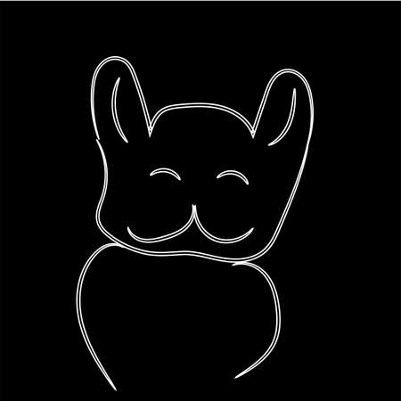 Sketch in the form of a cute sleeping cat with a white strokeのイラスト素材