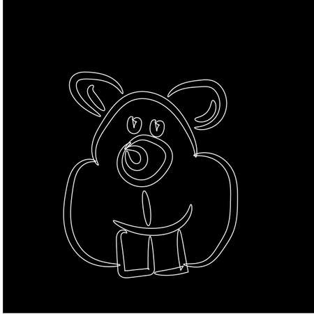 A sketch of a mouse with big teeth executed with a white brushのイラスト素材