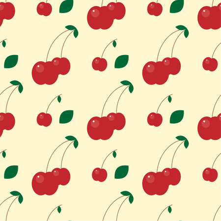 Delicious and beautiful red cherries in the form of a patternのイラスト素材