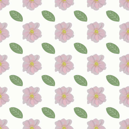 Rosehip flower and green leaf pattern for textile or packaging designのイラスト素材