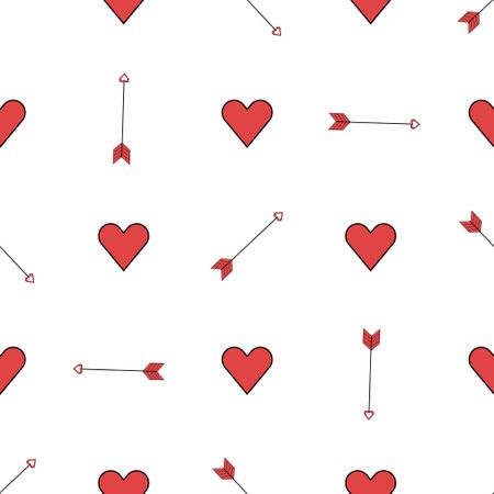 Arrow and heart pattern on white backgroundのイラスト素材