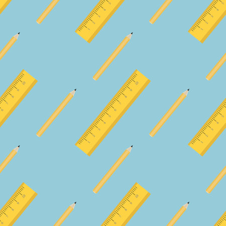 Seamless pencil and ruler pattern for educational designのイラスト素材
