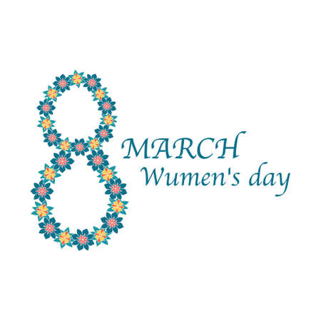 Eight of flowers for congratulations on womens Dayのイラスト素材