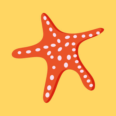 Isolated object in the form of a starfish with white spots on a yellow-orange backgroundのイラスト素材