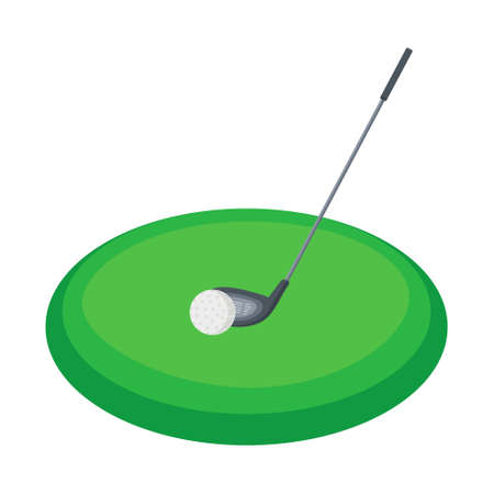 Golf club and ball on the green playing trackのイラスト素材