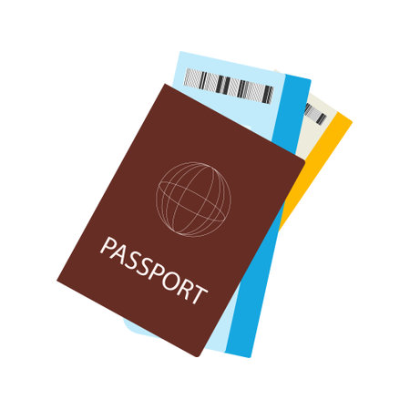 Passport with tickets for travel for vacation on a white backgroundのイラスト素材