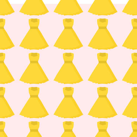 Yellow dress pattern on a pale pink background for web design or textilesのイラスト素材