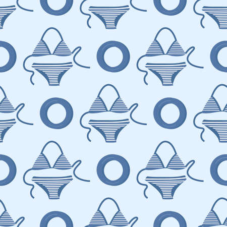 A pattern of a swimsuit and an inflatable circle for a beach holiday used in web design