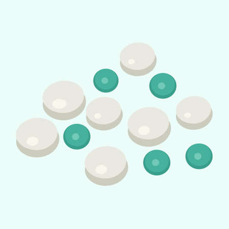 Medical tablets in white and green colors for use in web designのイラスト素材