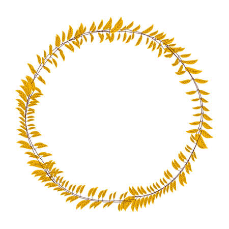 A wreath of autumn leaves on a white background for use in clipart or web designのイラスト素材