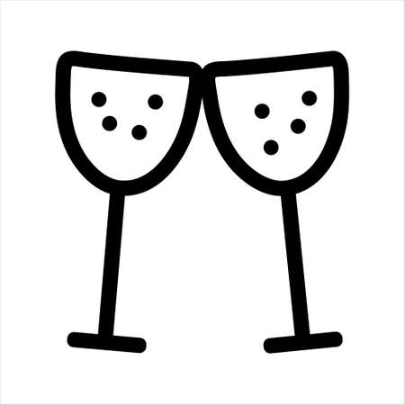 Two glasses in the form of an icon on a white background for use in web design or clipartのイラスト素材