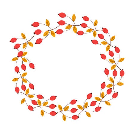 Rosehip wreath on a white background for web design or clipartのイラスト素材