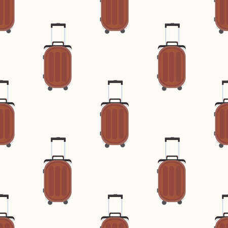 Pattern of a brown suitcase on a beige background for use in textilesのイラスト素材