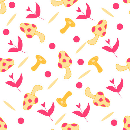 Yellow mushroom pattern for use in clothing or textile designのイラスト素材