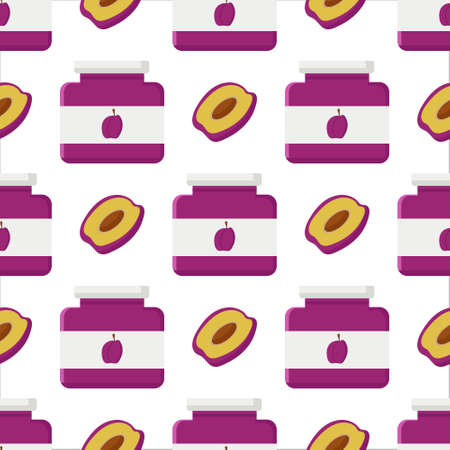 A jar with a plum jam pattern for decorative designのイラスト素材