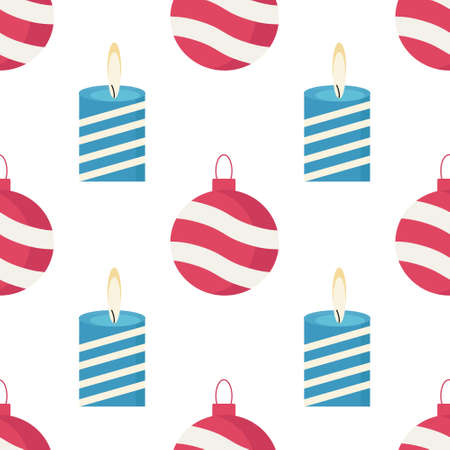 Christmas ball and candle pattern for use in textile or packaging designのイラスト素材
