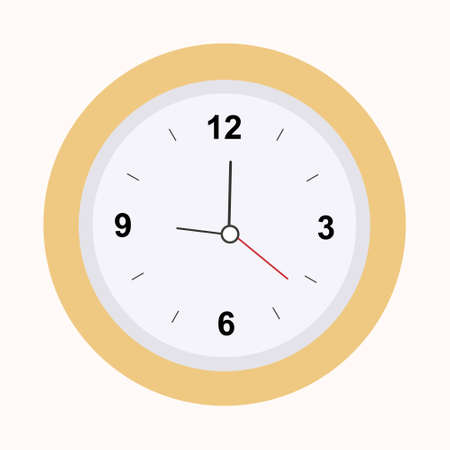 Yellow wall clock on a white background for use in clipartのイラスト素材