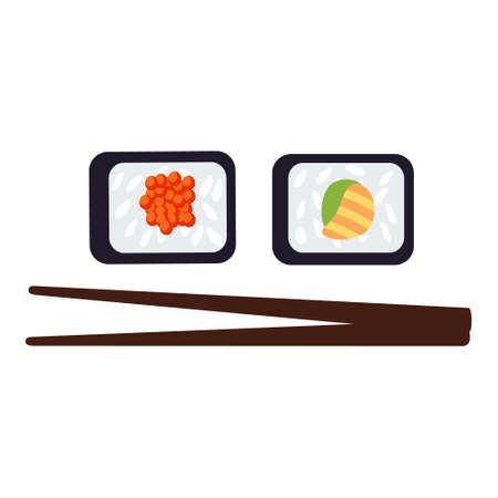 Sushi with caviar and fish with chopsticks for sushi bar menu designのイラスト素材