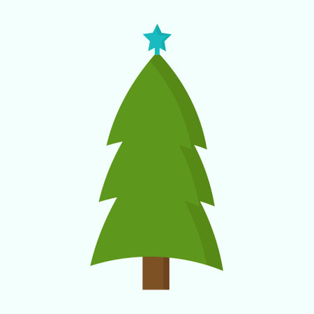 Green Christmas tree with blue star for postcard designのイラスト素材