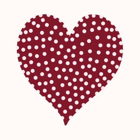 Burgundy heart with white circles for Valentine designのイラスト素材