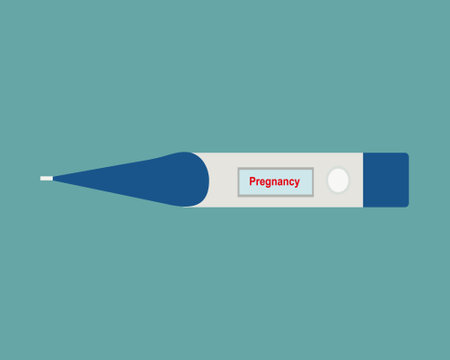 Pregnancy test with a positive result on a green backgroundのイラスト素材