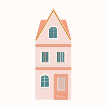 Scandinavian red house for use in clipartのイラスト素材