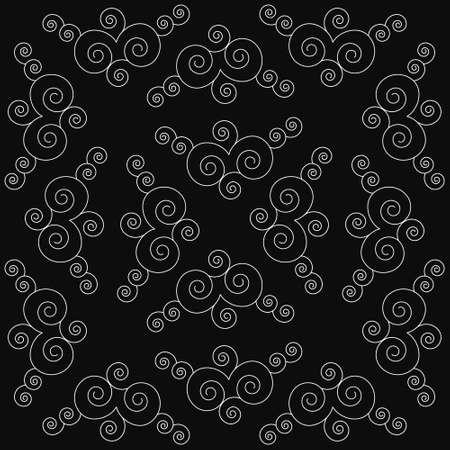 A pattern of wavy lines in white on a black backgroundのイラスト素材